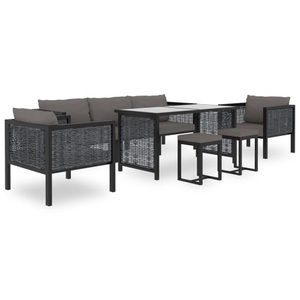 vidaXL, vidaXL 8-tlg. Garten-Lounge-Set mit Auflagen Poly Rattan Anthrazit
