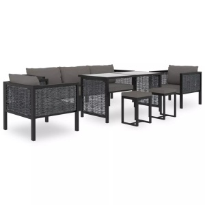 vidaXL, vidaXL 8-tlg. Garten-Lounge-Set mit Auflagen Poly Rattan Anthrazit
