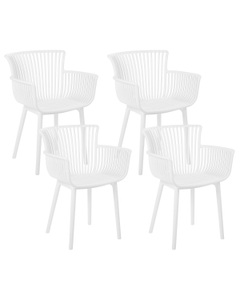 Beliani, Set mit 4 Stühlen aus Polypropylen Modern PESARO Set mit 4 Stühlen aus Polypropylen Modern PESARO, Beliani - Gartenstuhl 4er Set aus Polypropylen Retro PESARO, One Size, Weiss Bunt