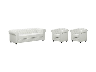 Vente-unique, Couchgarnitur 3+CHESTERFIELD Kunstleder Couchgarnitur 3+CHESTERFIELD Kunstleder, 