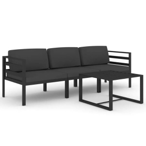 vidaXL, vidaXL 4-tlg. Garten-Lounge-Set mit Kissen Aluminium Anthrazit