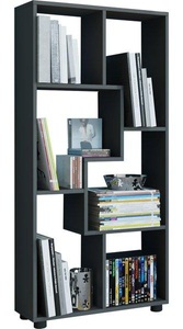 MID.YOU, MID.YOU Standregal 60/119/20 cm schwarz , Blina , Holzwerkstoff , 60x119x20 cm , melaminharzbeschichtet,Nachbildung , 000657013906, VCM - Holzregal stehend | platzsparendes Regal Maße: H. 119 x B. 60 T. 20 cm Elegantes Aufbewahrungsregal Bücherregal Raumteiler, One Size, Schwarz