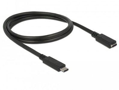 Delock, Delock USB 3.1 (Gen 1) Verlängerungskabel [1x USB-C™ Stecker - 1x USB-C™ Buchse] 1 m Schwarz, Delock USB 3.1-Verlängerungskabel 10Gbps PD 60W USB C - USB C 1 m