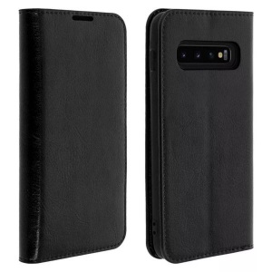 Avizar, Avizar Tragetasche für Samsung Galaxy S10 - schwarz Leder Buch Geschäftsfall, Avizar - Cover Echtleder Galaxy S10 Schwarz, Schwarz