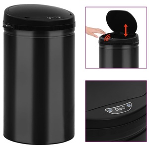 vidaXL, vidaXL Automatischer Sensor-Mülleimer 40 L Kohlenstoffstahl Schwarz