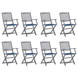 vidaXL, vidaXL Klappbare Gartenstühle 8 Stk. mit Kissen Massivholz Akazie, vidaXL Klappbare Gartenstühle 8 Stk. mit Kissen Massivholz Akazie