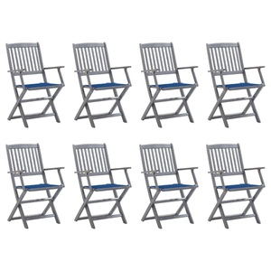 vidaXL, vidaXL Klappbare Gartenstühle 8 Stk. mit Kissen Massivholz Akazie