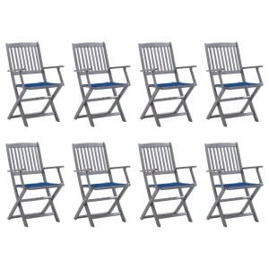 vidaXL, vidaXL Klappbare Gartenstühle 8 Stk. mit Kissen Massivholz Akazie