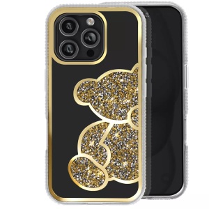 Avizar, Avizar - SparkleBear Hülle iPhone 16 Pro Max, Gelbgold, Avizar - SparkleBear Hülle iPhone 16 Pro Max, Gelbgold