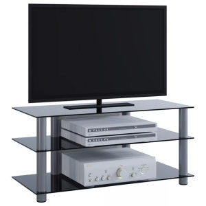 VCM, TV Möbel Sideboard Fernsehschrank Rack Fernseh Board Alu Glas Tisch Netasa TV Möbel Sideboard Fernsehschrank Rack Fernseh Board Alu Glas Tisch Netasa, VCM - TV Möbel | Lowboard Kabelführung Maße H. 45 x B. 95 T. 40 cm Fernseh Netasa, 95cm, Schwarz