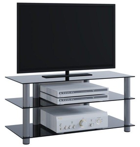 VCM, TV Möbel Sideboard Fernsehschrank Rack Fernseh Board Alu Glas Tisch Netasa TV Möbel Sideboard Fernsehschrank Rack Fernseh Board Alu Glas Tisch Netasa, VCM - TV Möbel | Lowboard Kabelführung Maße H. 45 x B. 95 T. 40 cm Fernseh Netasa, 95cm, Schwarz