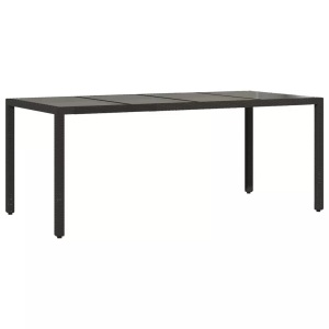 vidaXL, vidaXL Gartentisch mit Glasplatte Schwarz 190x90x75 cm Poly Rattan, vidaXL Gartentisch mit Glasplatte Schwarz 190x90x75 cm Poly Rattan