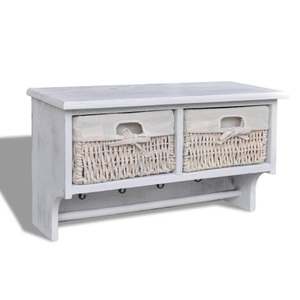 vidaXL, vidaXL Wandregal Weiß 60x23,5x33 cm Paulownia Holz, vidaXL Wandregal Weiß 60x23,5x33 cm Paulownia Holz