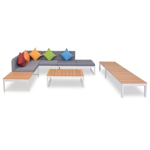 Diverse Hardware, 5-tlg. Garten-Lounge-Set mit Auflagen Aluminium und WPC, vidaXL 5-tlg. Garten-Lounge-Set mit Auflagen Aluminium und WPC