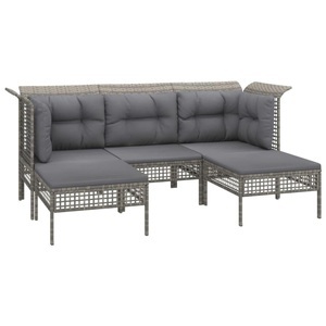 vidaXL, vidaXL 5-tlg. Garten-Lounge-Set mit Kissen Grau Poly Rattan