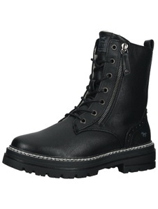 Mustang, Stiefelette Damen Schwarz 38, Mustang Shoes Winterboots, Blockabsatz, Winterstiefelette, Schnürboots, Nieten und Ziernähten