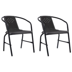 vidaXL, vidaXL Gartenstühle 2 Stk. Kunststoff Rattan-Optik und Stahl 110 kg