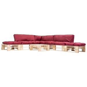 Diverse Hardware, 6-tlg. Garten-Paletten-Sofagarnitur mit Roten Kissen Holz, 