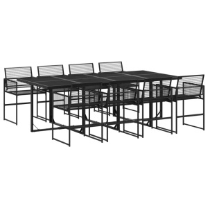 vidaXL, vidaXL 9-tlg. Garten-Essgruppe Schwarz Poly Rattan