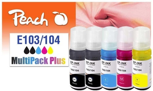 Peach, Peach Spar Pack Plus Tintenpatronen, kompatibel zu 104, T00P1*2, T00P2, T00P3, T00P4, Peach Tinte Epson CISS 103/104 Multi-Pack+ C/M/Y/2x BK