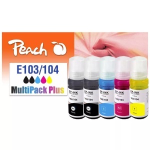 Peach, Peach Spar Pack Plus Tintenpatronen, kompatibel zu 104, T00P1*2, T00P2, T00P3, T00P4, Peach Tinte Epson CISS 103/104 Multi-Pack+ C/M/Y/2x BK