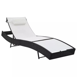 Diverse Hardware, Sonnenliege mit Auflage Poly Rattan Schwarz, vidaXL Sonnenliege mit Kissen Poly-Rattan Schwarz