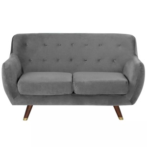 Beliani, Beliani 2-Sitzer Sofa Samtstoff grau BODO, Beliani - 2 Sitzer Sofa aus Samtstoff Glamourös BODO, One Size, Taubengrau