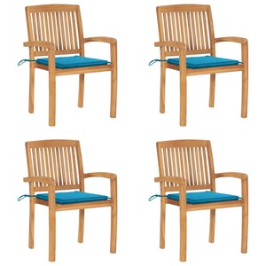 vidaXL, vidaXL Stapelbare Gartenstühle mit Kissen 4 Stk. Massivholz Teak