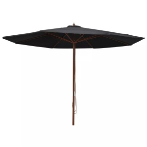 Diverse Hardware, Sonnenschirm mit Holzmast 350 cm Schwarz