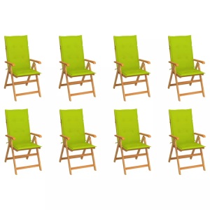 vidaXL, vidaXL Garten-Liegestühle mit Kissen 8 Stk. Massivholz Teak, vidaXL Verstellbare Gartenstühle mit Auflagen 8 Stk. Massivholz Teak