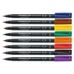 Staedtler, Staedtler Folienstift Blau, Braun, Gelb, Grün, Orange, Rot, Schwarz, Violett 313 WP8, Staedtler Lumocolor, permanent, Universalstift, S, 0,4mm, 313 WP8, (8-farbig assortiert)