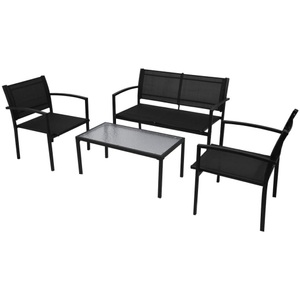 Diverse Hardware, 4-tlg. Garten-Lounge-Set Textilene Schwarz, vidaXL 4-tlg. Garten-Lounge-Set Textilene Schwarz