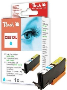 Peach, Peach XL-Tintenpatrone cyan kompatibel zu Canon CLI-551, CLI-551C XL, Peach C551 XLC Druckerpatrone XL cy ersetzt Canon CLI-551XLC, 6444B001 für z.B. Canon Pixma MX 925, Canon Pixma IP 7250, Canon Pixma IP 7200