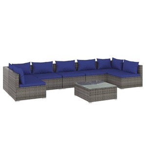 vidaXL, vidaXL 8-tlg. Garten-Lounge-Set mit Kissen Poly Rattan Grau, 