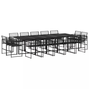 vidaXL, vidaXL 15-tlg. Garten-Essgruppe Schwarz Poly Rattan