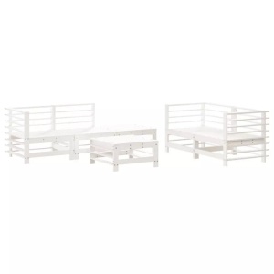 vidaXL, vidaXL 6-tlg. Garten-Lounge-Set Weiß Massivholz Kiefer, vidaXL 6-tlg. Garten-Lounge-Set Weiß Massivholz Kiefer