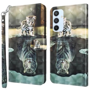 Cover-Discount, Galaxy A54 - Etui Glitzer Effekt Katze, Cover-Discount - Galaxy A54 Etui Glitzer Effekt, Taubengrau