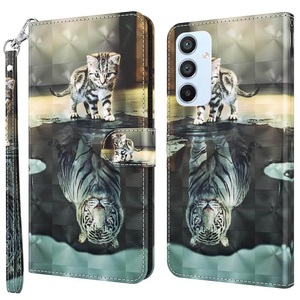 Cover-Discount, Galaxy A54 - Etui Glitzer Effekt Katze, Cover-Discount - Galaxy A54 Etui Glitzer Effekt, Taubengrau