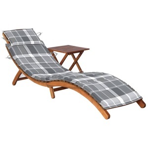 vidaXL, vidaXL Sonnenliege mit Tisch und Auflage Massivholz Akazie