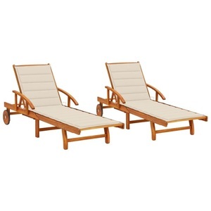 vidaXL, vidaXL Sonnenliegen 2 Stk. mit Auflagen Massivholz Akazie
