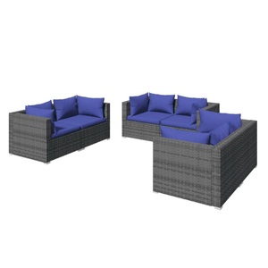 vidaXL, vidaXL 6-tlg. Garten-Lounge-Set mit Kissen Poly Rattan Grau, vidaXL 6-tlg. Garten-Lounge-Set mit Kissen Poly Rattan Grau