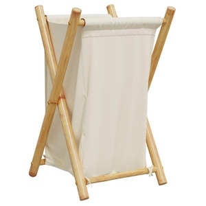 vidaXL, vidaXL Wäschekorb Cremeweiß 41,5x36x63,5 cm Bambus