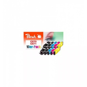 Peach, Peach 10er-Pack Tintenpatronen, kompatibel zu Canon PGI-570, CLI-571, Peach Tintenset Canon PGI-570 / CLI-571