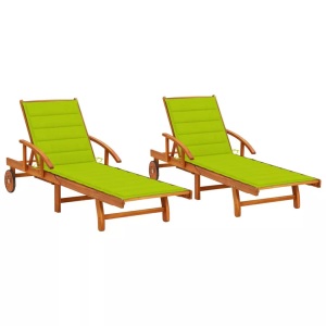 vidaXL, vidaXL Sonnenliegen 2 Stk. mit Auflagen Massivholz Akazie, vidaXL Sonnenliegen 2 Stk. mit Auflagen Massivholz Akazie