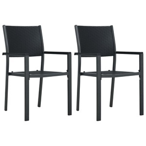 vidaXL, vidaXL Gartenstühle 2 Stk. Schwarz Kunststoff Rattan-Optik, vidaXL Gartenstühle 2 Stk. Schwarz Kunststoff Rattan-Optik