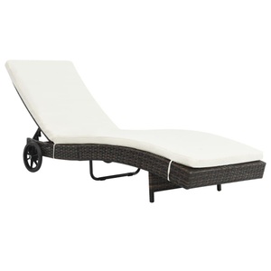 Diverse Hardware, Sonnenliege mit Rollen und Auflage Poly Rattan Braun, vidaXL Sonnenliege mit Rollen und Auflage Poly Rattan Braun