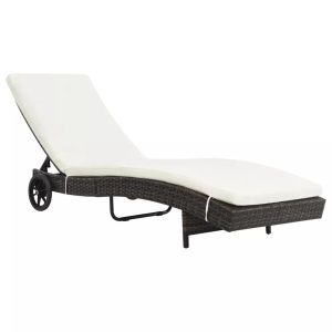 Diverse Hardware, Sonnenliege mit Rollen und Auflage Poly Rattan Braun, vidaXL Sonnenliege mit Rollen und Auflage Poly Rattan Braun