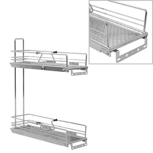 vidaXL, vidaXL 2-stufiger Ausziehbarer Küchen-Drahtkorb Silbern 47x15x54,5 cm, vidaXL 2-stufiger Ausziehbarer Küchen-Drahtkorb Silbern 47x15x54,5 cm