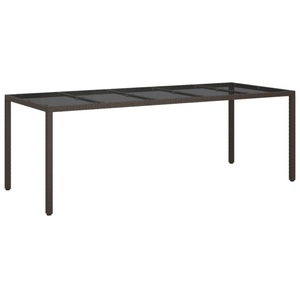 vidaXL, vidaXL Gartentisch Braun 250x100x75 cm Hartglas und Poly Rattan, vidaXL Gartentisch Braun 250x100x75 cm Hartglas und Poly Rattan