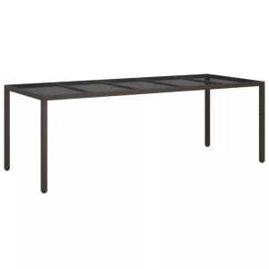 vidaXL, vidaXL Gartentisch Braun 250x100x75 cm Hartglas und Poly Rattan, vidaXL Gartentisch Braun 250x100x75 cm Hartglas und Poly Rattan